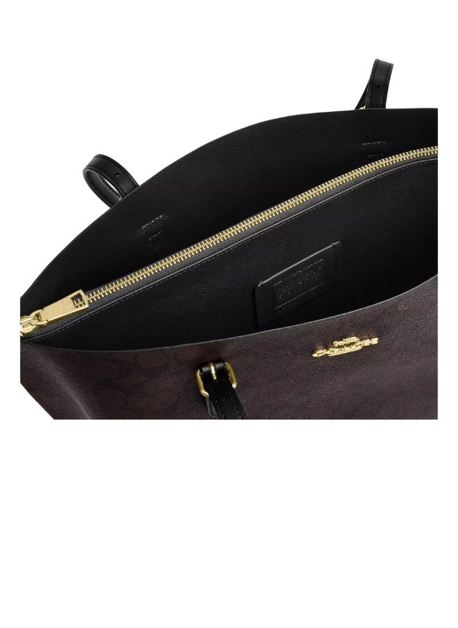 coachoutlet - Coach Ruwan Women's Satchel Tote Bag in Signature Canvas – Shoulder Handbag & Travel Purse, Walnut Black - Image 1
