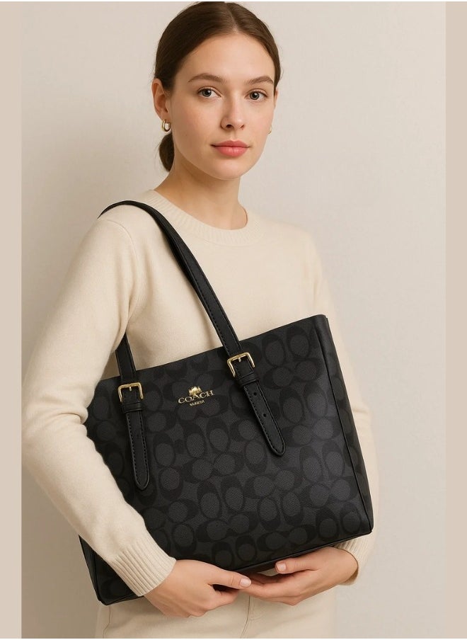 coachoutlet - Coach Ruwan Women's Satchel Tote Bag in Signature Canvas – Shoulder Handbag & Travel Purse, Walnut Black - Image 1