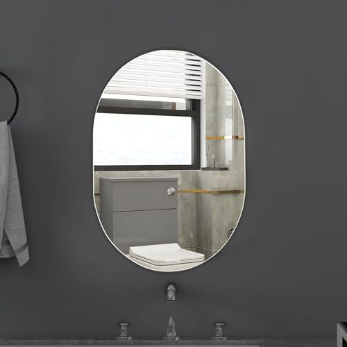Fliptic Acrylic Mirror Frameless Capsule Oval Mirror for Wall/Mirror with Beveled Smooth Edges for Bathroom/Dressing Room/Living Room/Bedroom/Entryway - (18x12 Inch), Clear - Image 3
