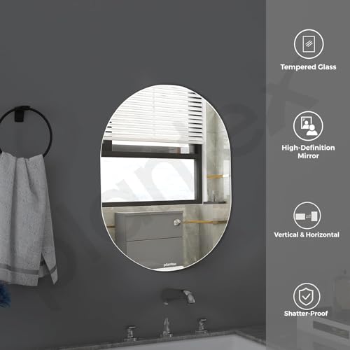 Fliptic Acrylic Mirror Frameless Capsule Oval Mirror for Wall/Mirror with Beveled Smooth Edges for Bathroom/Dressing Room/Living Room/Bedroom/Entryway - (18x12 Inch), Clear - Image 5