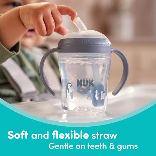 NUK Perfect Match Learner Straw Cup, 8 oz, 2 pack – Soft Straw, Easy-Grip Handles, BPA Free, Spill Proof Transition Sippy Cup - Image 3