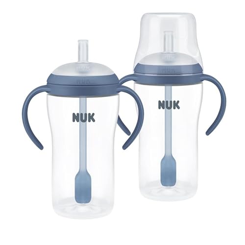 NUK Perfect Match Learner Straw Cup, 8 oz, 2 pack – Soft Straw, Easy-Grip Handles, BPA Free, Spill Proof Transition Sippy Cup - Image 1
