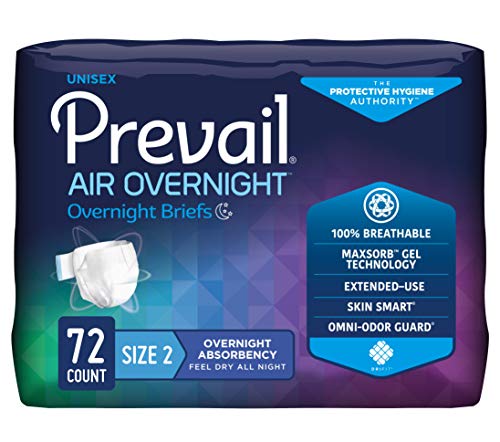 Prevail AIR Overnight Incontinence Briefs Unisex Adult Incontinence Briefs with Tabs Disposable Adult Diaper for Men Women Overnight Absorbency Size 2 72 Count 4 Packs of 18 - Image 2