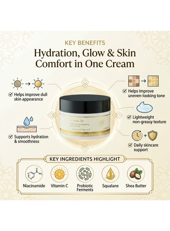 Blooming Day Radiance & Brightening Essence Cream 50g – Moisturizing Face Cream with Niacinamide, Vitamin C & Postbiotic Complex for Glowing Skin - Image 2