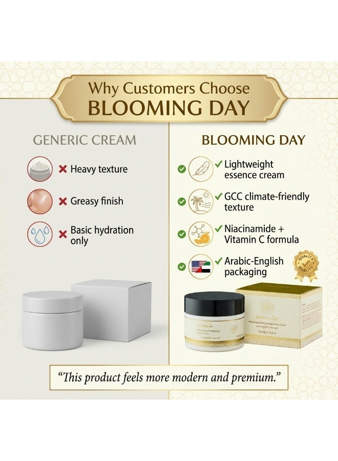 Blooming Day Radiance & Brightening Essence Cream 50g – Moisturizing Face Cream with Niacinamide, Vitamin C & Postbiotic Complex for Glowing Skin - Image 5