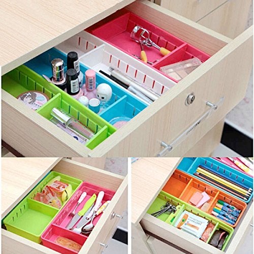 JERN Plastic Adjustable Drawer Storage Organizer With Removable Partition Divider Set of 4 - Image 5