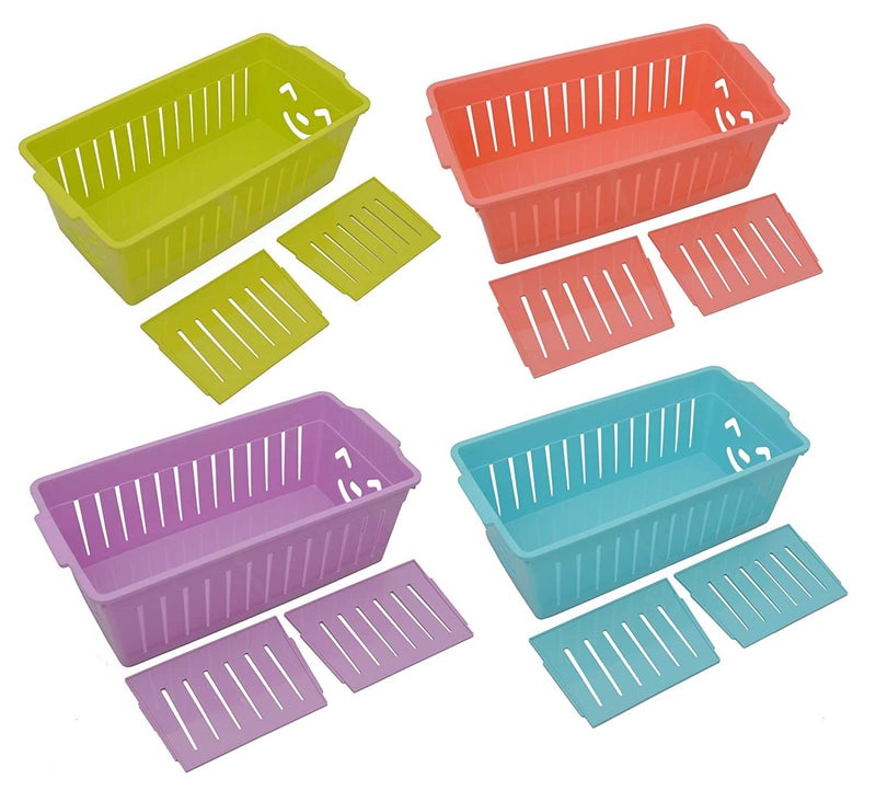 JERN Plastic Adjustable Drawer Storage Organizer With Removable Partition Divider Set of 4 - Image 1