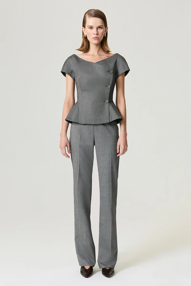 Asymmetric Button Detail Top