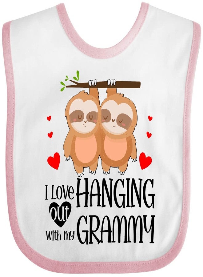 inktastic I Love Hanging Out with My Grammy Baby Bib White and Pink 40454 - Image 1