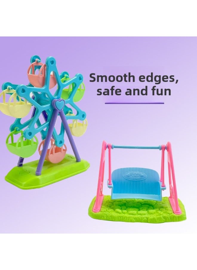 Children's Playhouse Toy Little Kelly Mini Swing Simulation Doll Amusement Park Doll Pet Scene Ornaments-Colors:two-color Random-Specifications:One