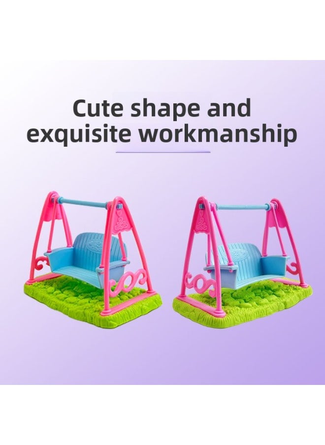 Children's Playhouse Toy Little Kelly Mini Swing Simulation Doll Amusement Park Doll Pet Scene Ornaments-Colors:two-color Random-Specifications:One