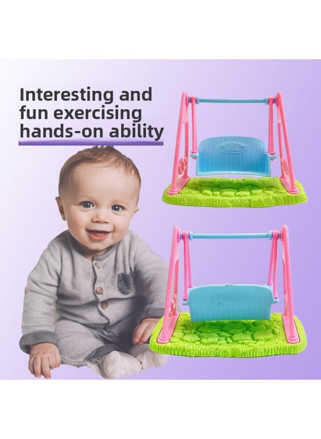 Children's Playhouse Toy Little Kelly Mini Swing Simulation Doll Amusement Park Doll Pet Scene Ornaments-Colors:two-color Random-Specifications:One