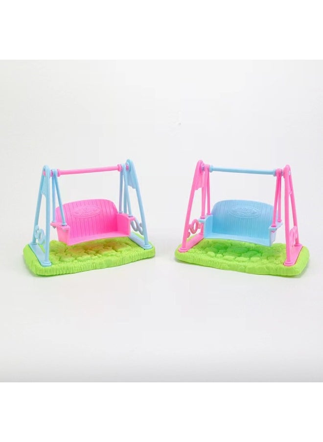 Children's Playhouse Toy Little Kelly Mini Swing Simulation Doll Amusement Park Doll Pet Scene Ornaments-Colors:two-color Random-Specifications:One
