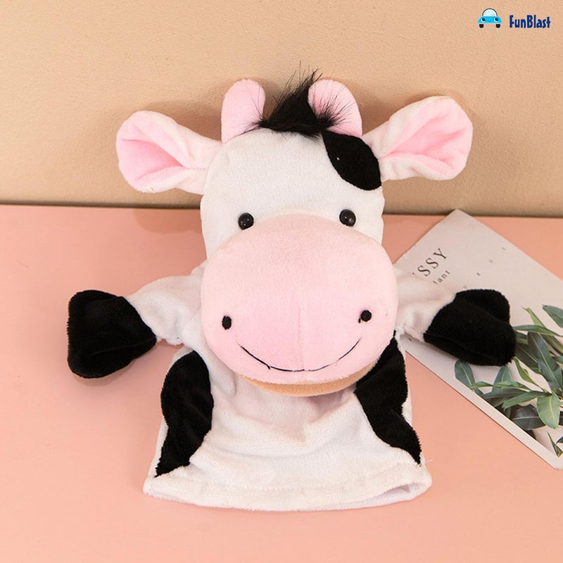 FunBlast Animals Hand Puppets for Kids – Plush Hand Puppet with Movable Open Mouth, Soft HandPuppets for Kid, Story Telling Puppet for Kid, Fun Play Learning Toys (Cow) - Image 5