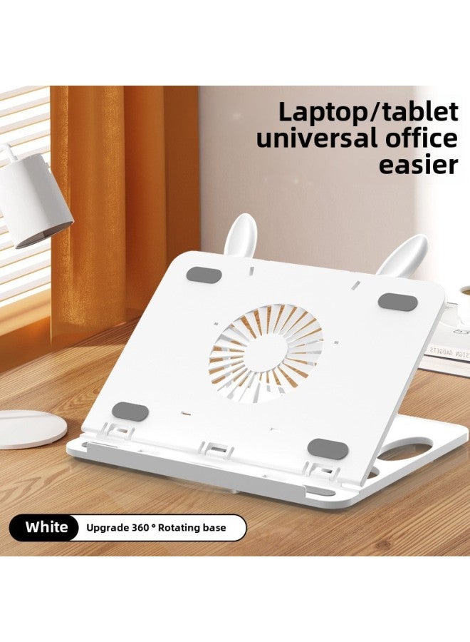 Laptop Stand Tablet Desktop Lifting Stand Folding Cooling Rack Bracket Adjustable Portable-Color:P3 Rabbit Notebook-White - Image 1