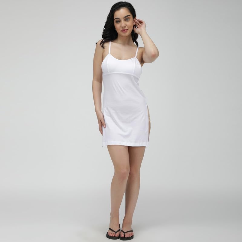 Amul Comfy Women's Pure Cotton Adjustable Long Slip, Lightweighted and Soft, Side Slit| White | Pack of 3|Combo. - Image 5
