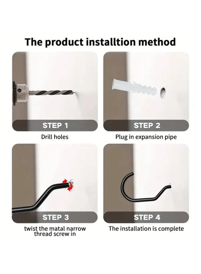 10Pcs Black Heavy Duty Metal Bike Hooks Wall Ceiling Mount Storage For Bicycles - Image 5