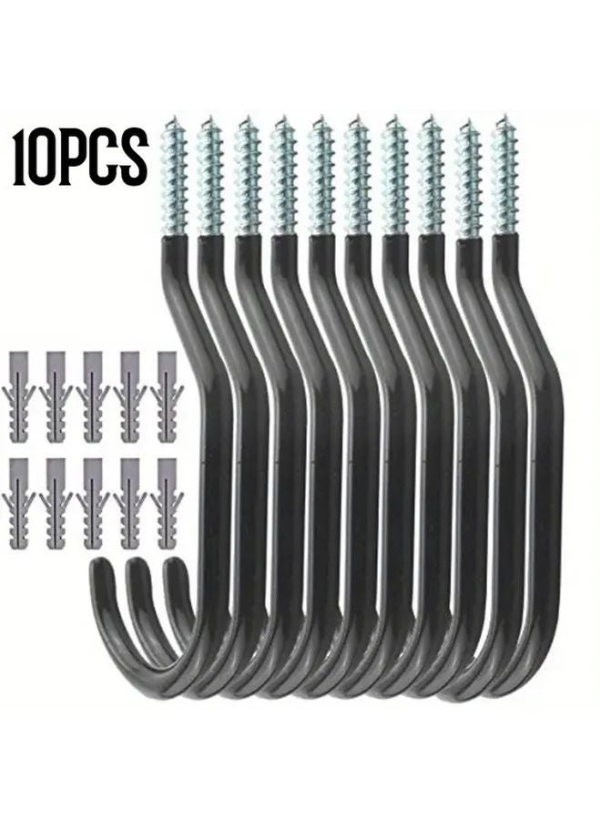 10Pcs Black Heavy Duty Metal Bike Hooks Wall Ceiling Mount Storage For Bicycles - Image 1