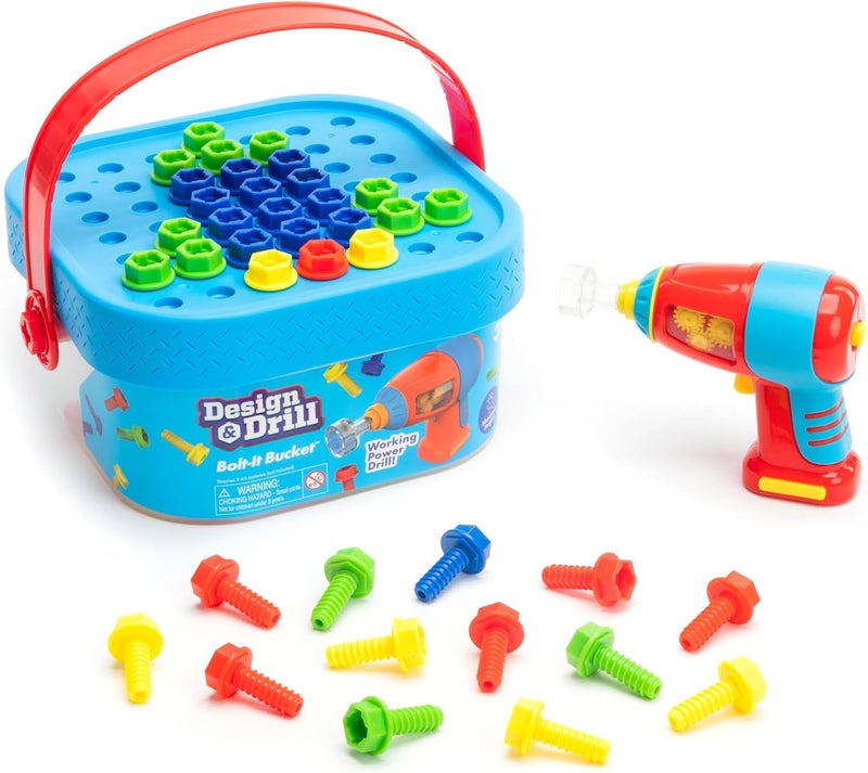 Educational Insights Design & Drill Bolt-It Bucket - Portable Drill Toy Set - Image 1