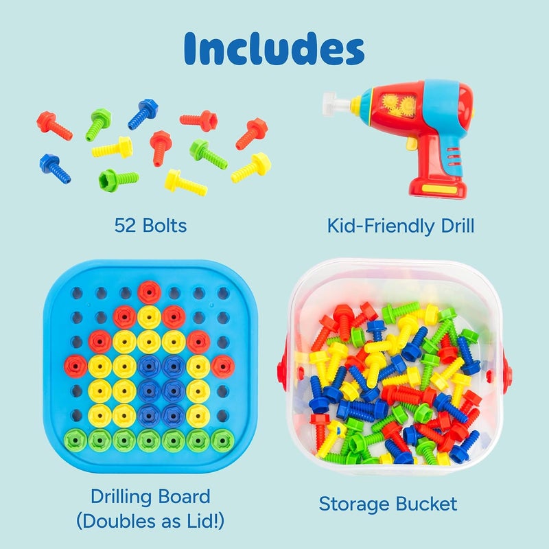 Educational Insights Design & Drill Bolt-It Bucket - Portable Drill Toy Set - Image 3