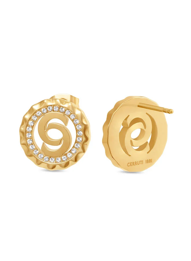 CERRUTI 1881  Flora Gold Round C Cutout Logo Earrings for Women for Women | Best Price UAE
