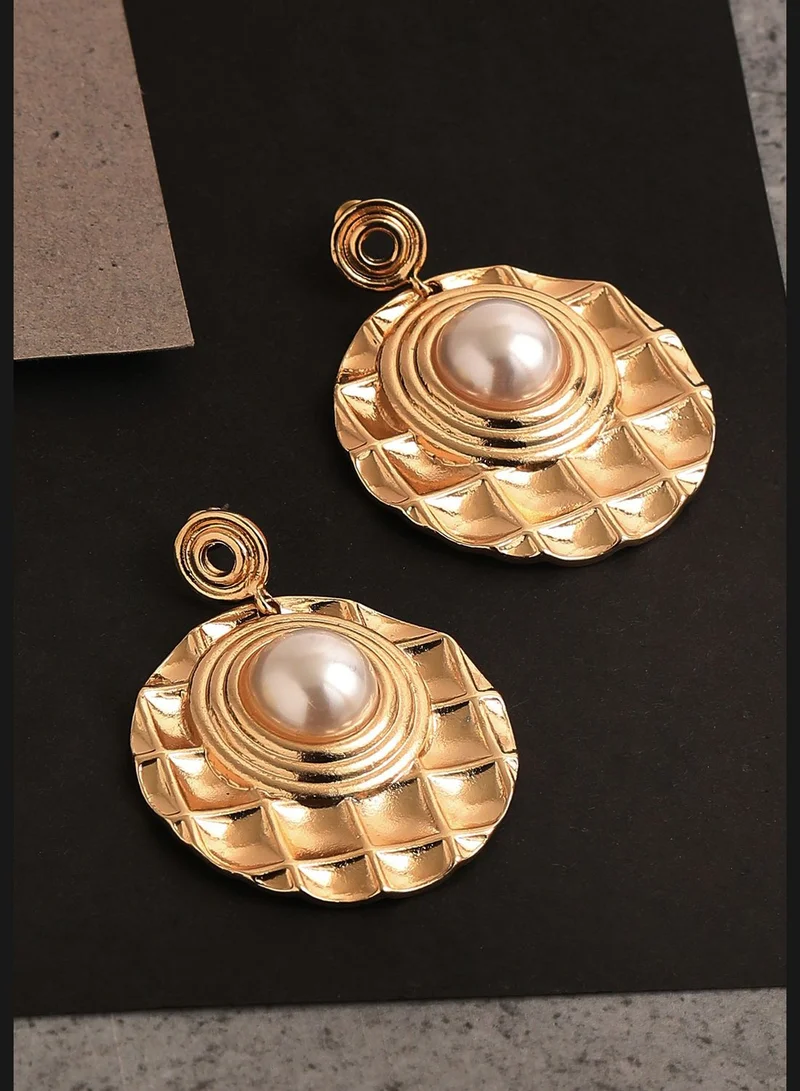 SOHI Gold Plated Party Pearls Drop Earring For Women