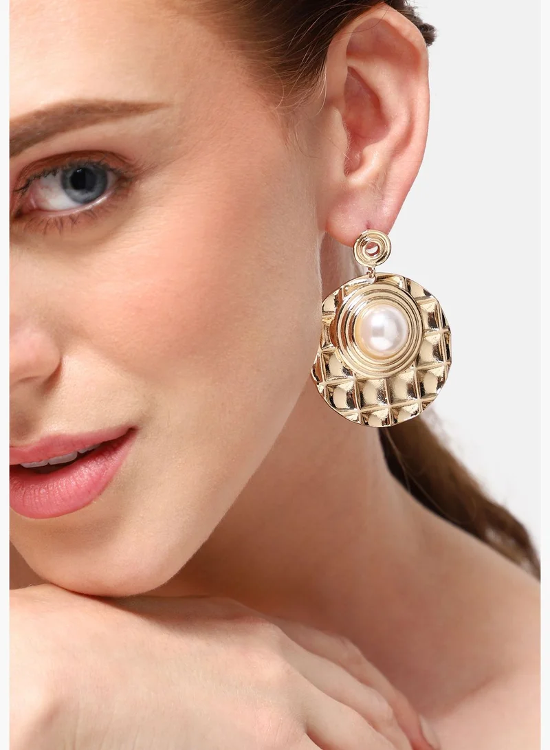 SOHI Gold Plated Party Pearls Drop Earring For Women