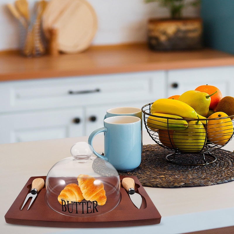 Airtight Butter Storage Box With Deep Brown Tray and Double Knives - Image 4
