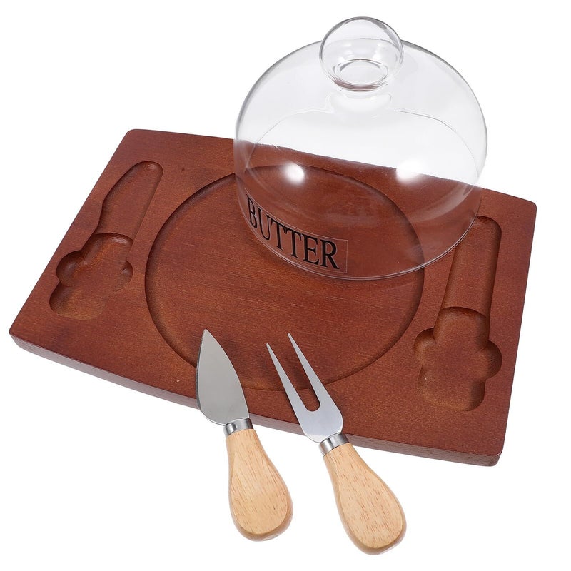 Airtight Butter Storage Box With Deep Brown Tray and Double Knives - Image 2