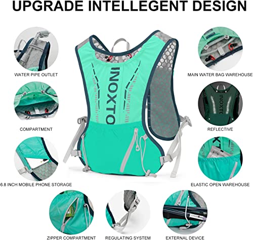 INOXTO Hydration Vest Backpack,Lightweight Insulated Pack with 1.7L Water Bladder Bag Daypack for Hiking Trail Running Cycling Race Marathon for Women Men - Image 3