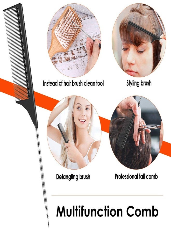 E-DUNIA 4 Pcs Wide Tooth Detangling Hair Comb Set Teasing Brush Bristle Hair Brush Dual Edge Brush Rat Tail Comb Cutting Comb Styling Comb Barber Tooth Comb for Men Women - Image 5