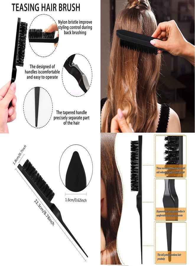 E-DUNIA 4 Pcs Wide Tooth Detangling Hair Comb Set Teasing Brush Bristle Hair Brush Dual Edge Brush Rat Tail Comb Cutting Comb Styling Comb Barber Tooth Comb for Men Women - Image 2