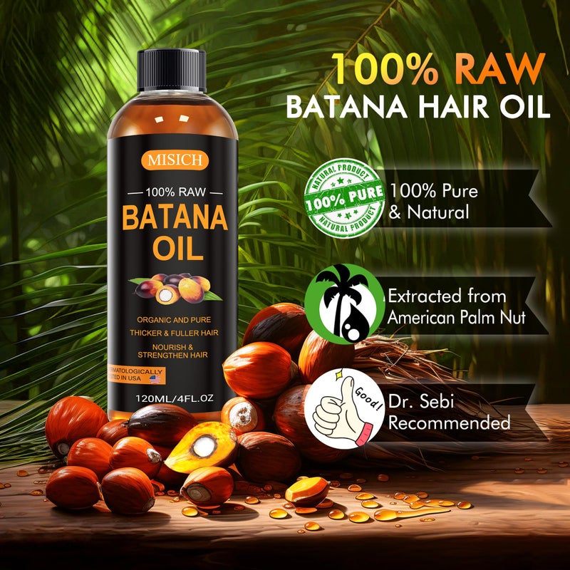 MISICH Raw Batana Oil, 100% Natural Organic Hair Growth Oil for Men & Women, Sourced from Honduras, Pure, Unrefined, Enhances Thickness, Prevent Hair Loss 4 Oz - Image 2