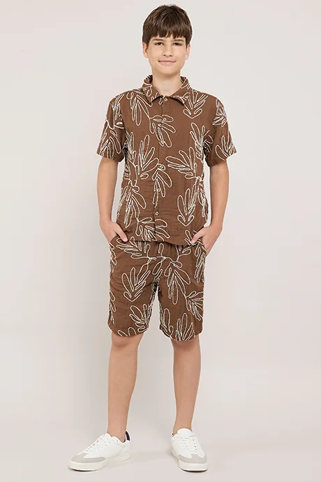 R&b Embroidered Shorts With Drawstring Waist