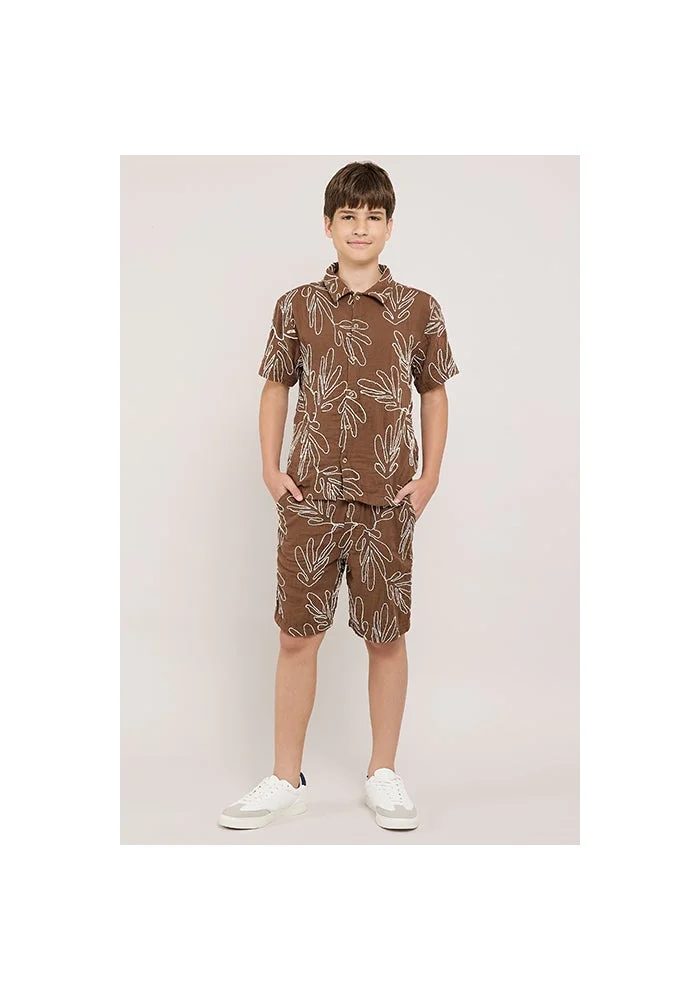R&b Embroidered Shorts With Drawstring Waist