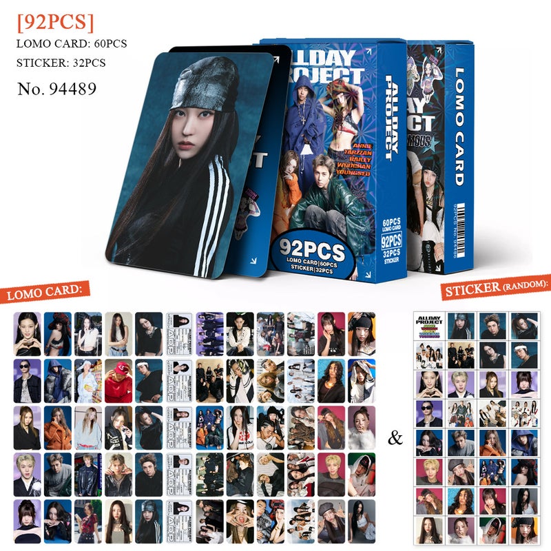 ALLDAY PROJECT Lomocard & Sticker Set – 92PCS (60 Lomocards + 32 Random Stickers) | Aesthetic Photo Card Collection for Fans