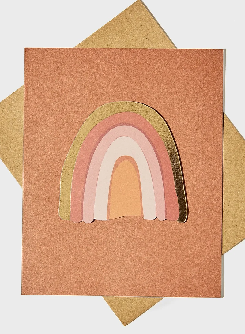 Typo Rainbow Rust Embellishment Card