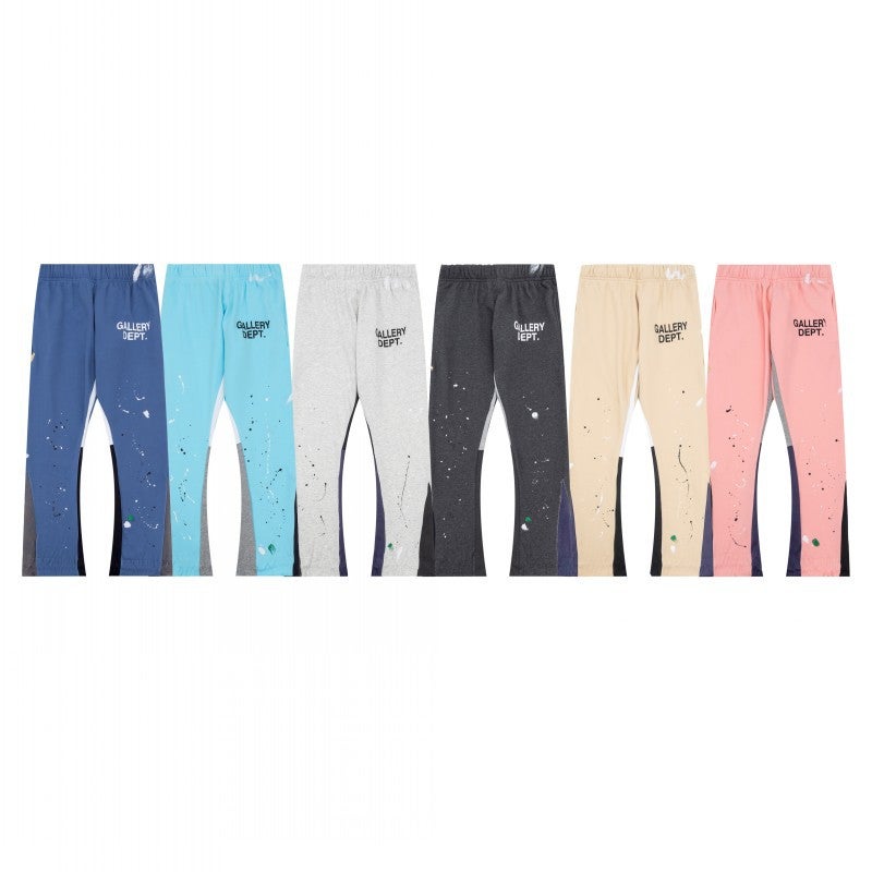 Gallery Dept Classic Hand-Painted Splash Ink Graffiti Printed Stitching Pure Cotton Pants Lovers Casual Trousers - Image 4