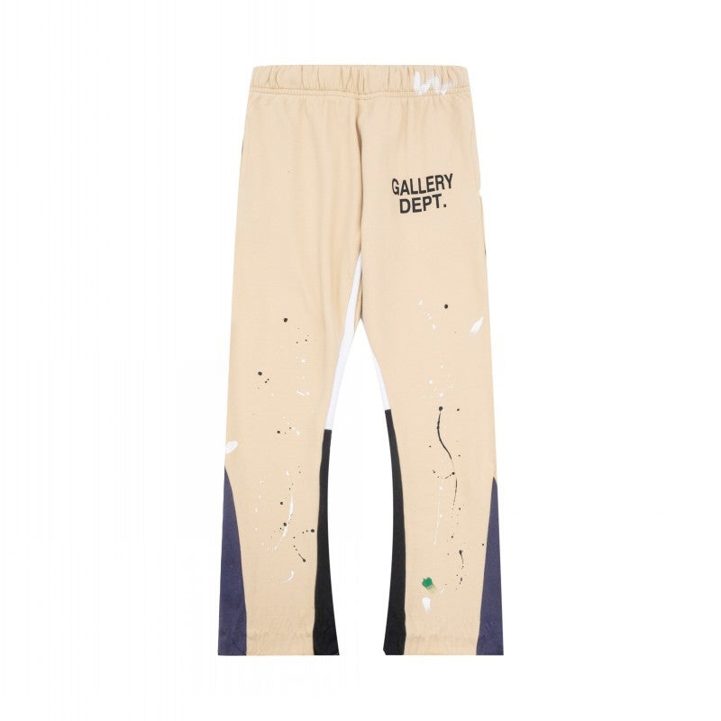 Gallery Dept Classic Hand-Painted Splash Ink Graffiti Printed Stitching Pure Cotton Pants Lovers Casual Trousers - Image 1
