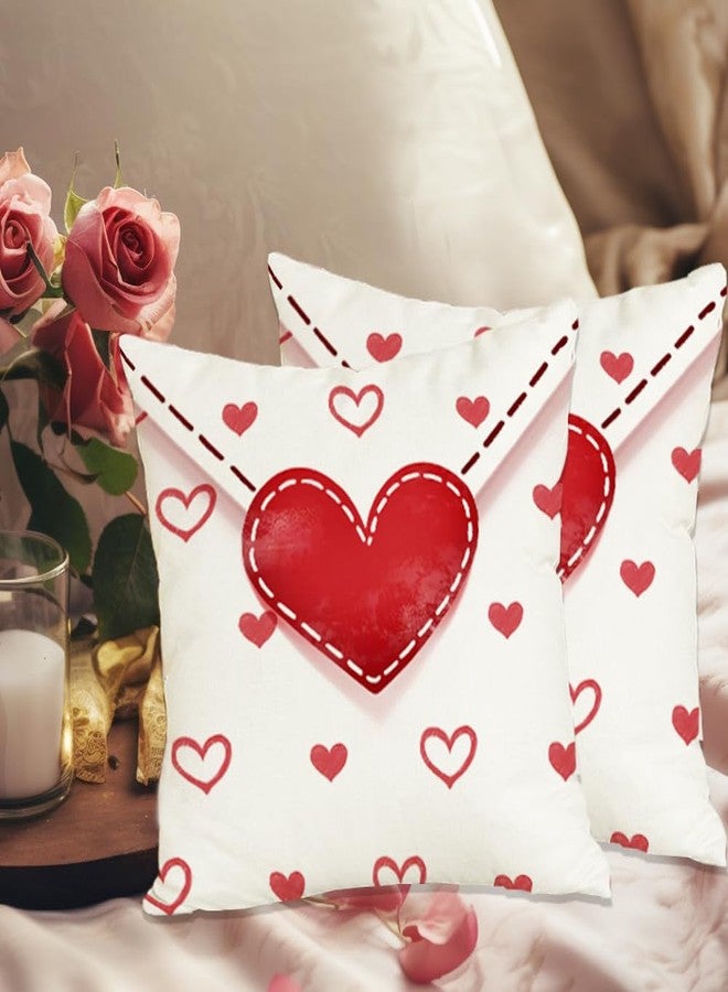 RABUSOFA Valentines Pillow Covers 18x18 Set of 2,Red Hearts Valentine Day Pillows Decorative Throw Pillows,Outdoor Valentines Pillows Cases Decoration for Sofa Couch White(4) (18"x18") - Image 3