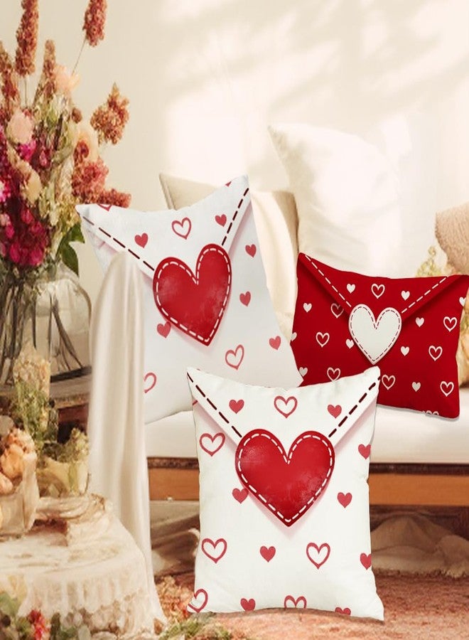 RABUSOFA Valentines Pillow Covers 18x18 Set of 2,Red Hearts Valentine Day Pillows Decorative Throw Pillows,Outdoor Valentines Pillows Cases Decoration for Sofa Couch White(4) (18"x18") - Image 5