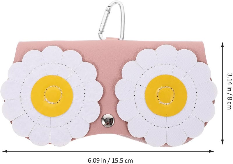 Glasses Pouch Sunglasses Case with Hanging Hook Pink Floral Pattern Protective Eyeglass Storage Sleeve for Travel and Daily Use - Image 2
