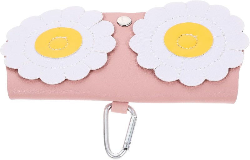 Glasses Pouch Sunglasses Case with Hanging Hook Pink Floral Pattern Protective Eyeglass Storage Sleeve for Travel and Daily Use - Image 1