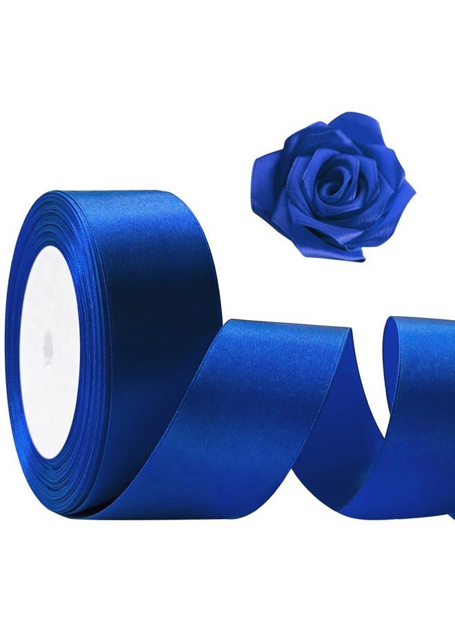 Flezoo 25 Yards Blue Satin Ribbon 1 1/2inch, Single Face Polyester Silk Fabric Hair String Ribbon for Craft, Flower Bouquets, Gift Wrapping, Wedding, Bow Making and Valentines Decoration - Image 1