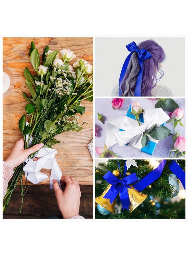 Flezoo 25 Yards Blue Satin Ribbon 1 1/2inch, Single Face Polyester Silk Fabric Hair String Ribbon for Craft, Flower Bouquets, Gift Wrapping, Wedding, Bow Making and Valentines Decoration - Image 5