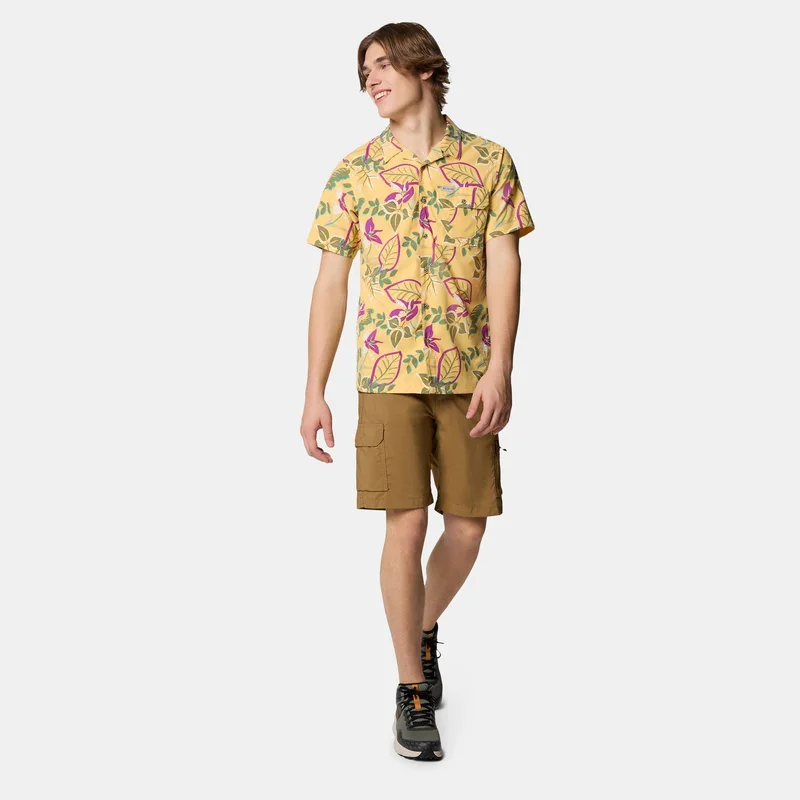 Columbia Yellow Men's Tech Trail Utility Printed Woven Shirt for Men | Best Price UAE