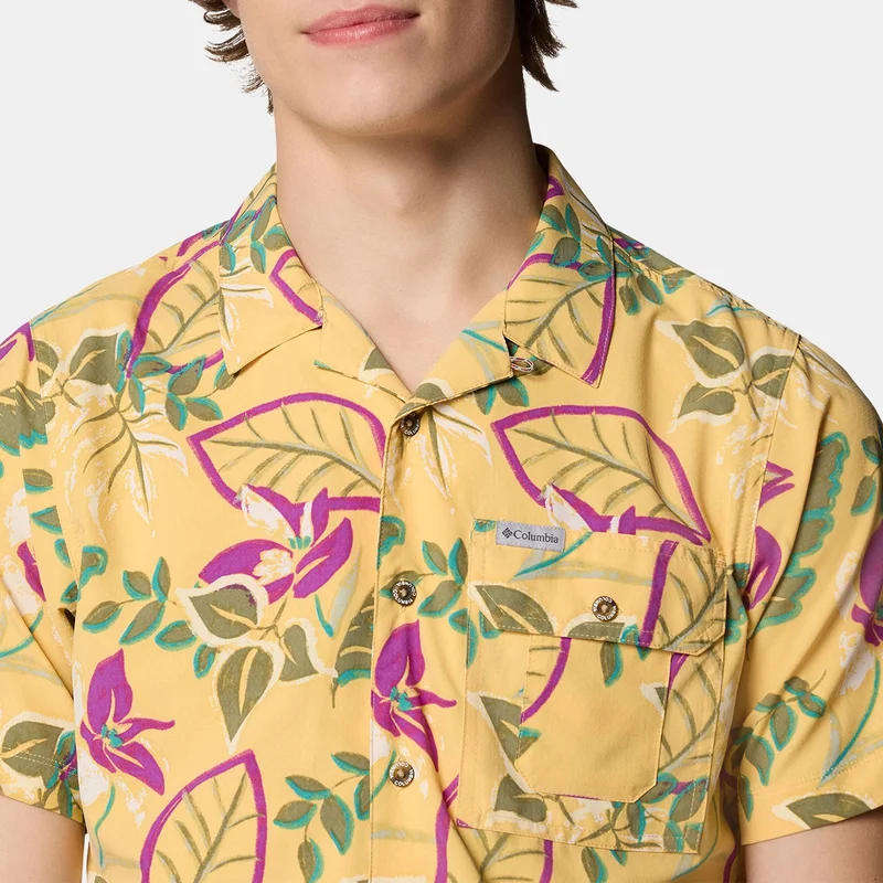 Columbia Yellow Men's Tech Trail Utility Printed Woven Shirt for Men | Best Price UAE