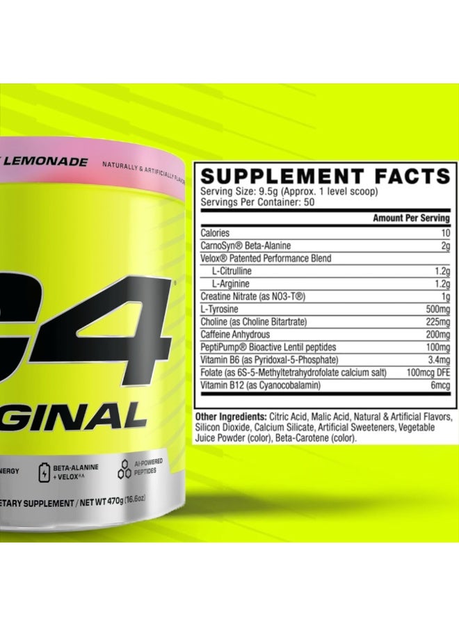 C4 Original Pre-Workout - PINK LEMONADE - 50 Servings 470 Gm - Image 2