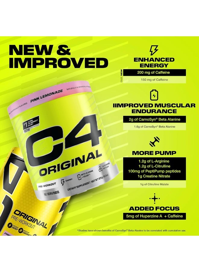 C4 Original Pre-Workout - PINK LEMONADE - 50 Servings 470 Gm - Image 4