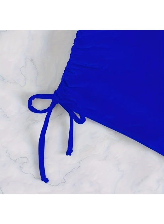 Loquat AliExpress Swimming Trunks Women's European And American Women's Swimming Trunks Drawstring Belt Bikini Bikini Swimming Trunks-Color:Blue- - Image 4